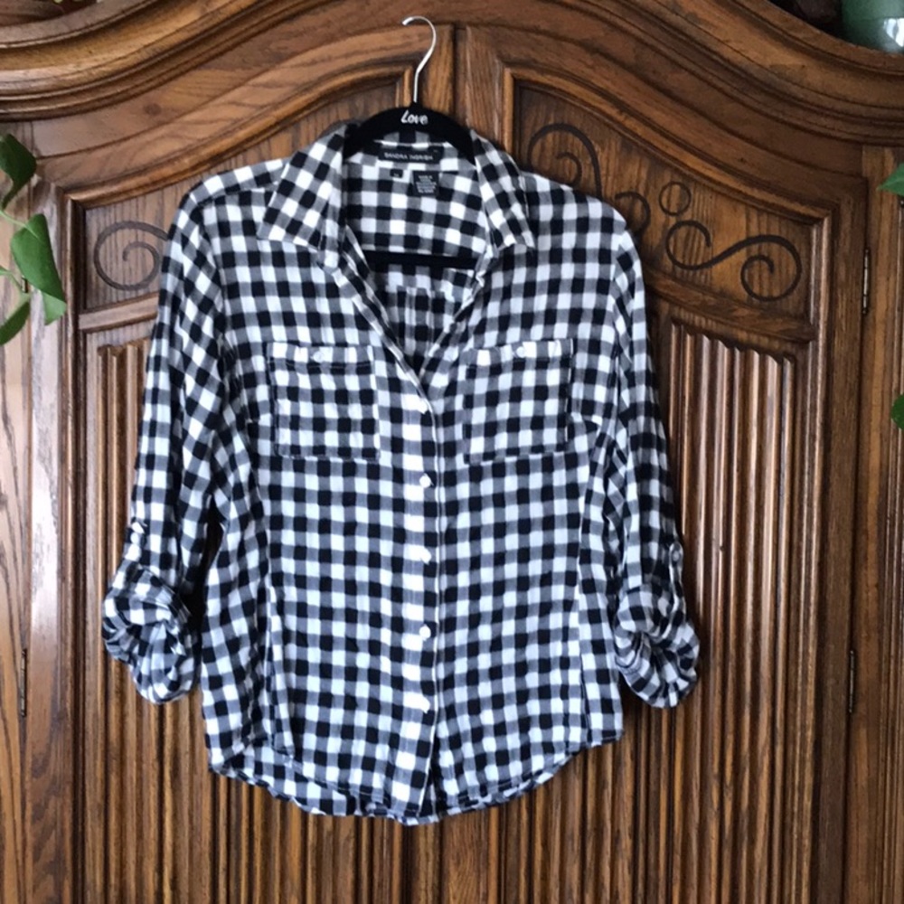 Long Sleeve Checkered Blouse